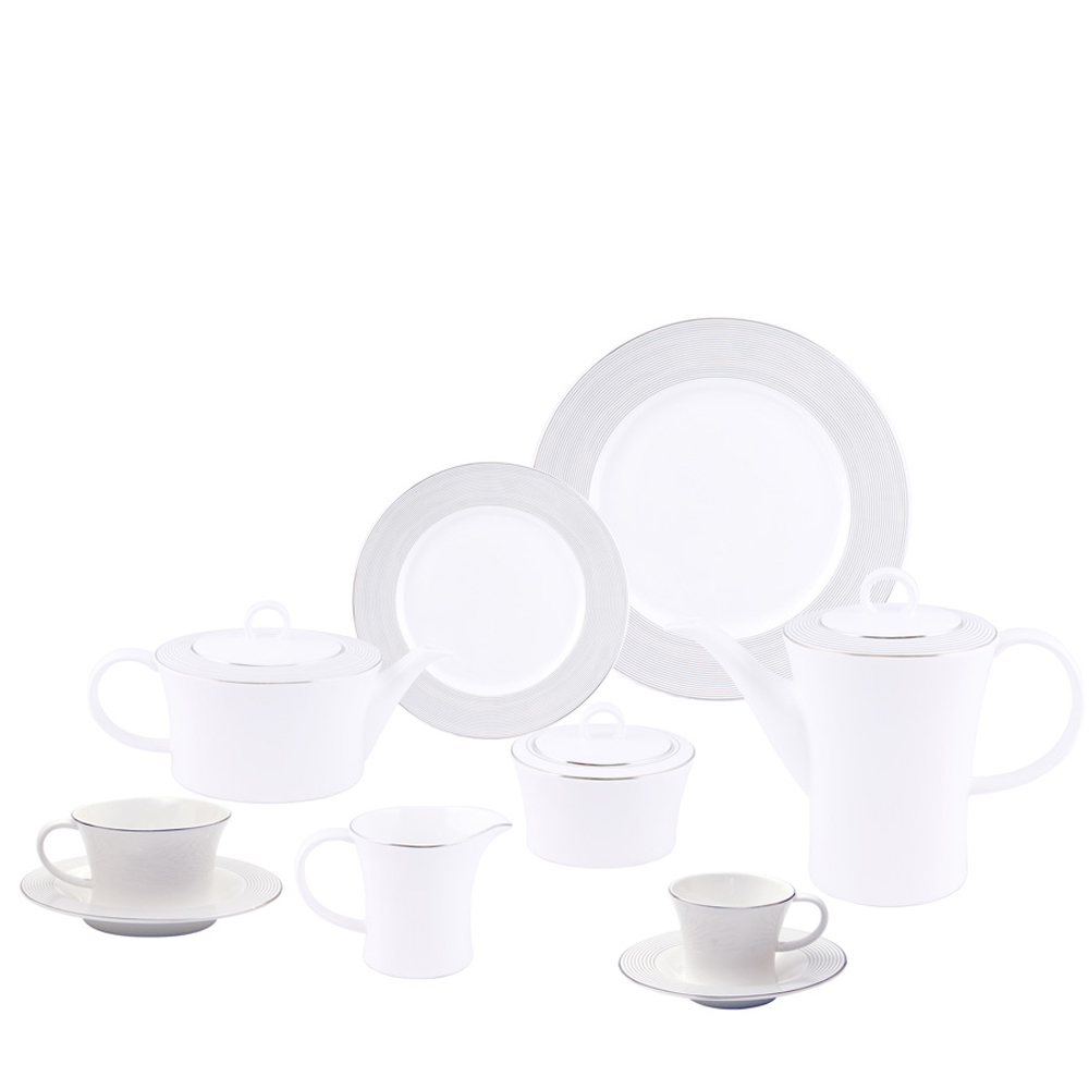 Aparelho de Chá, Café & Bolo 41 Peças em Porcelana Radius Gold